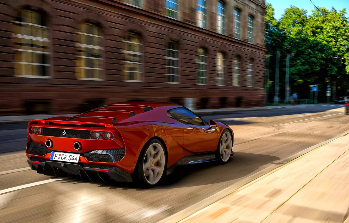 Photo wallpaper Machine, Ferrari, Red, Car, Render, Supercar, Rendering, Supercar