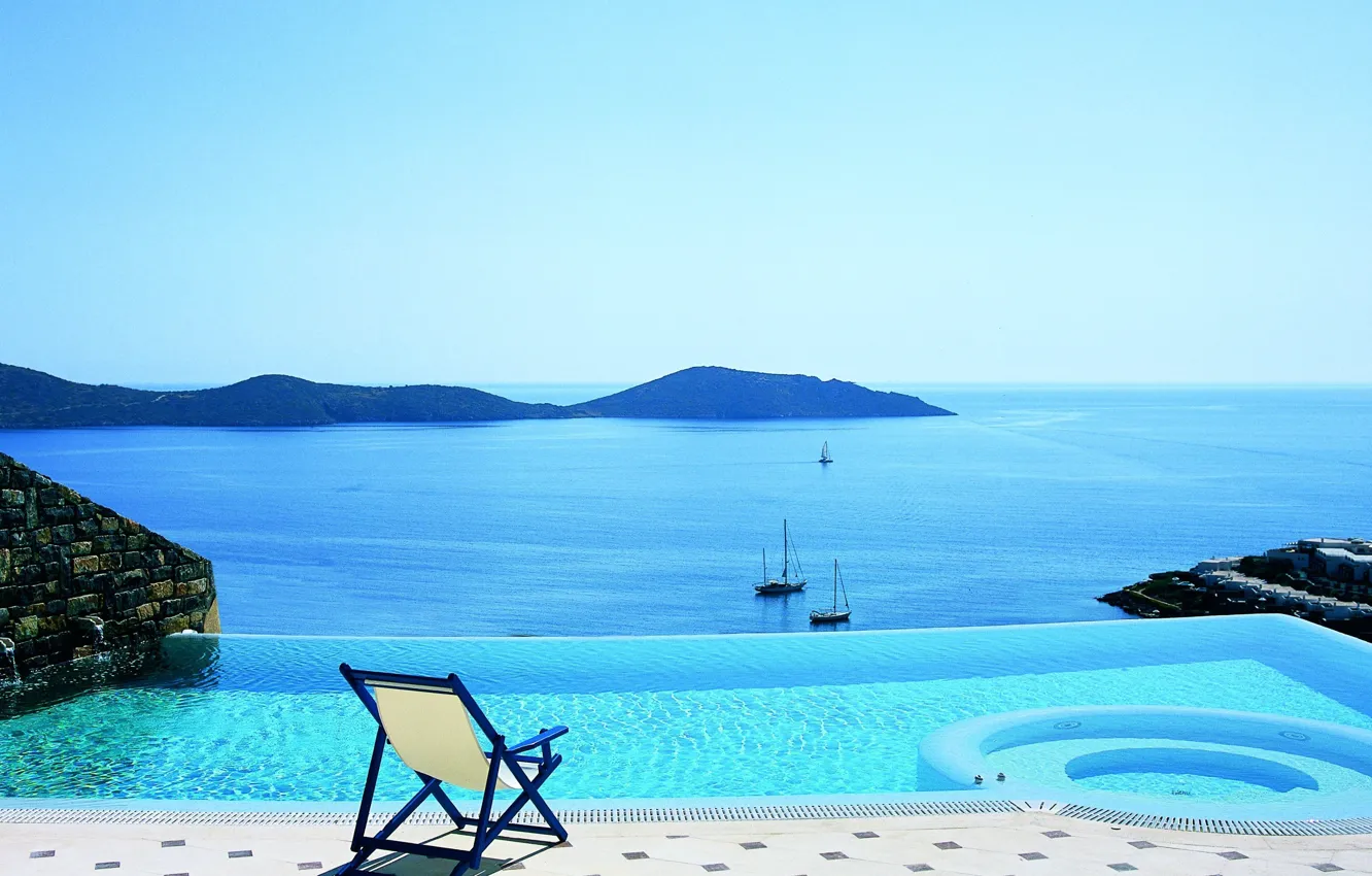 Photo wallpaper sea, mood, stay, view, yachts, pool, relax