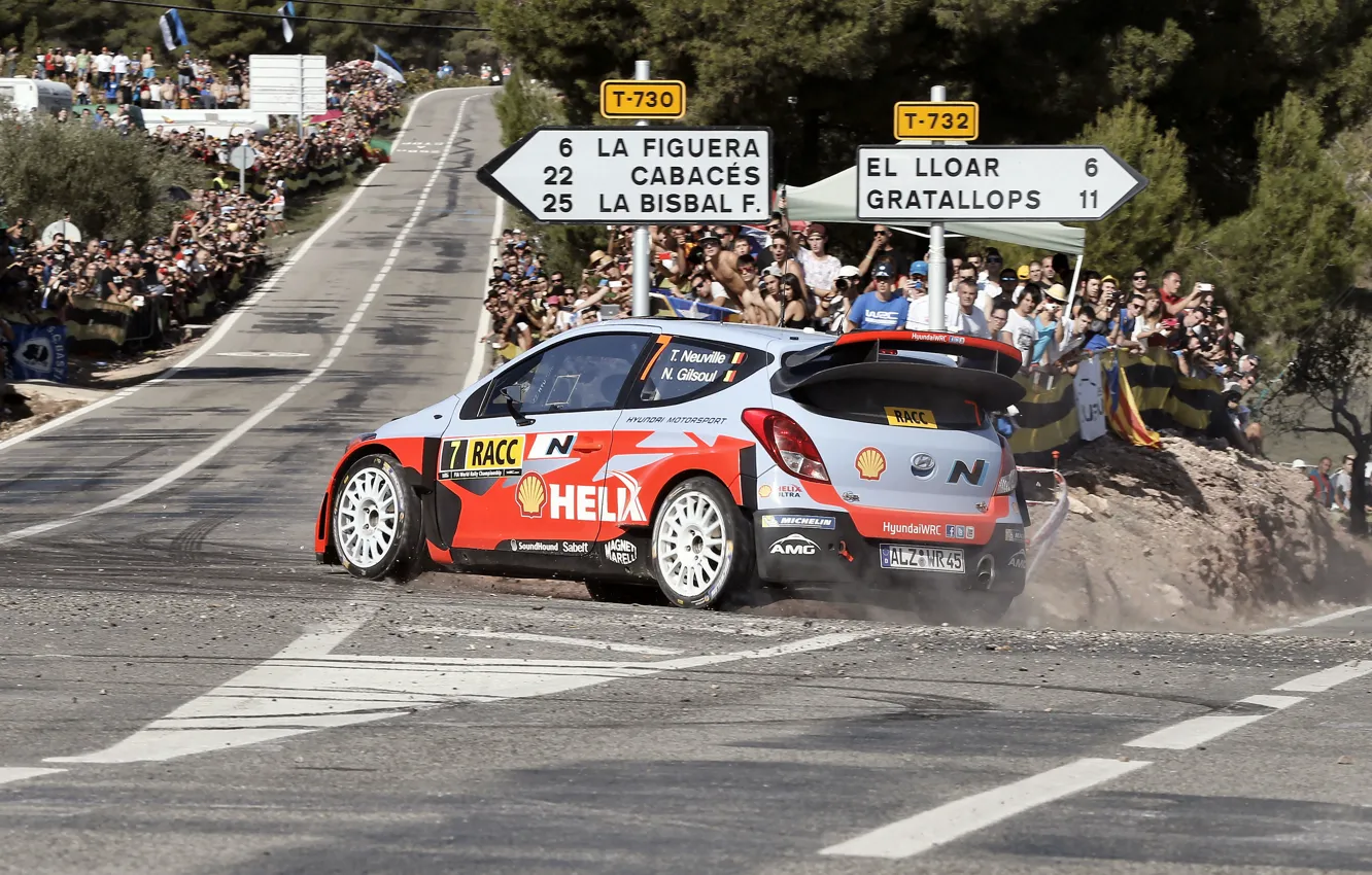 Photo wallpaper Hyundai, WRC, Rally, Rally, Spain, i20, 2014, Neuville