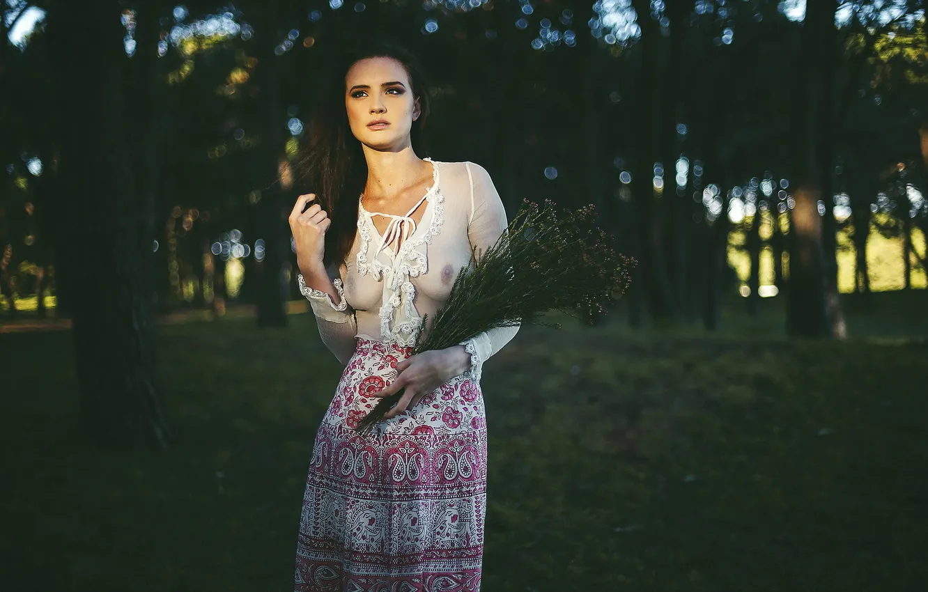 Photo wallpaper summer, girl, flowers