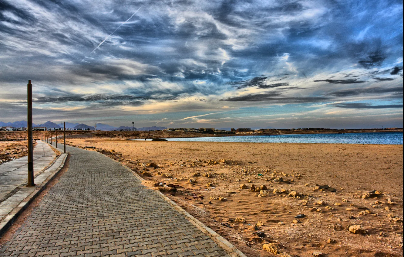Photo wallpaper sea, desert, HDR, Egypt, HDR