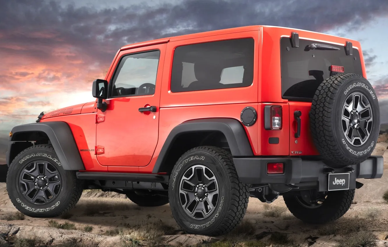 Photo wallpaper red, Jeep, rear view, Wrangler, Ringler, Jeep, Moab