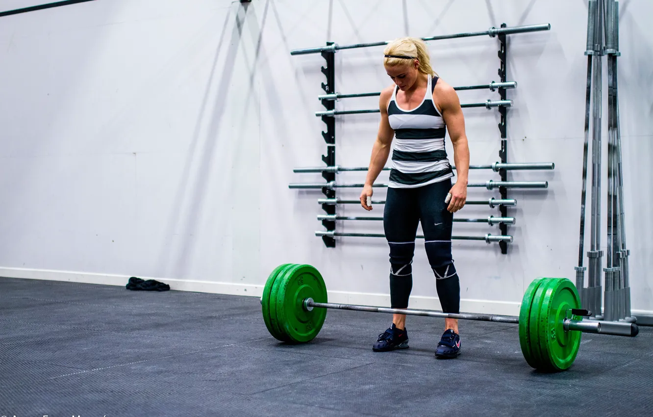 Photo wallpaper blonde, weight lifting, Crossfit, Ragnheidur Sara Sigmundsdóttir, way of life, Woman sportsman