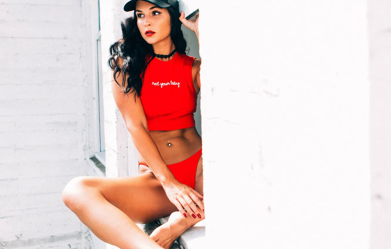 Photo wallpaper girl, pose, topic, baseball cap