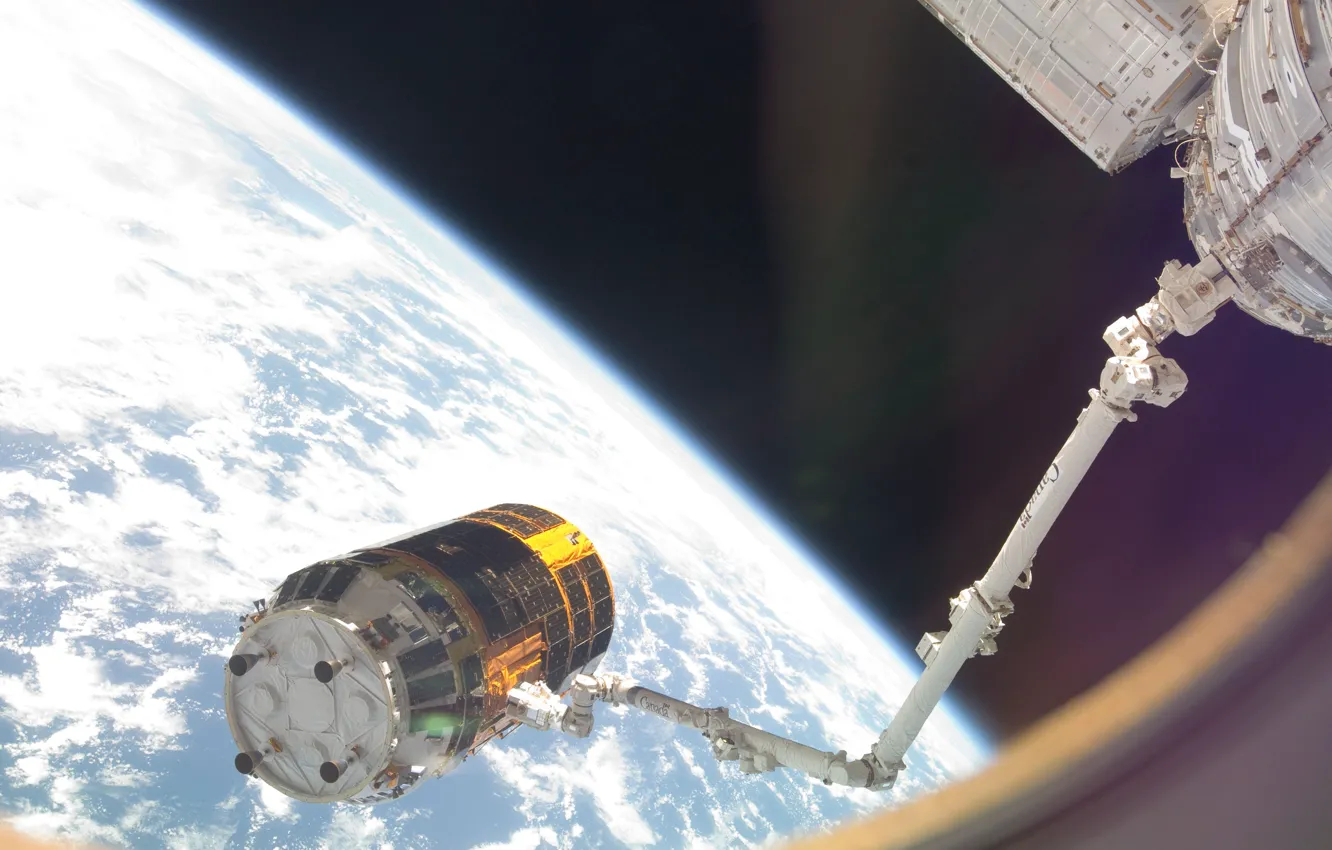 Photo wallpaper space, satellite, ISS