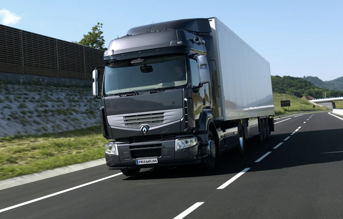 Photo wallpaper track, truck, Renault, tractor, 4x2, the trailer, dark gray, Premium Route
