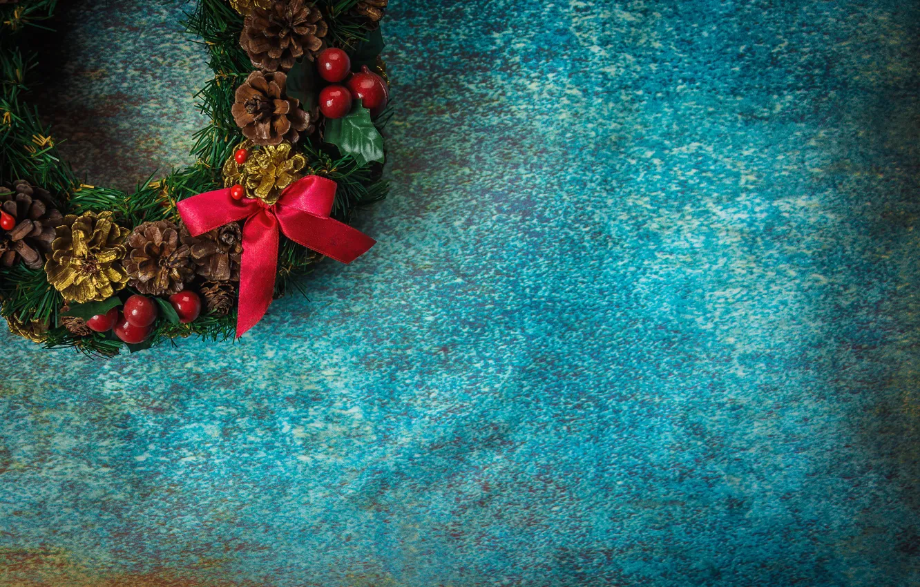 Photo wallpaper decoration, New Year, Christmas, Christmas, wreath, wood, New Year, decoration