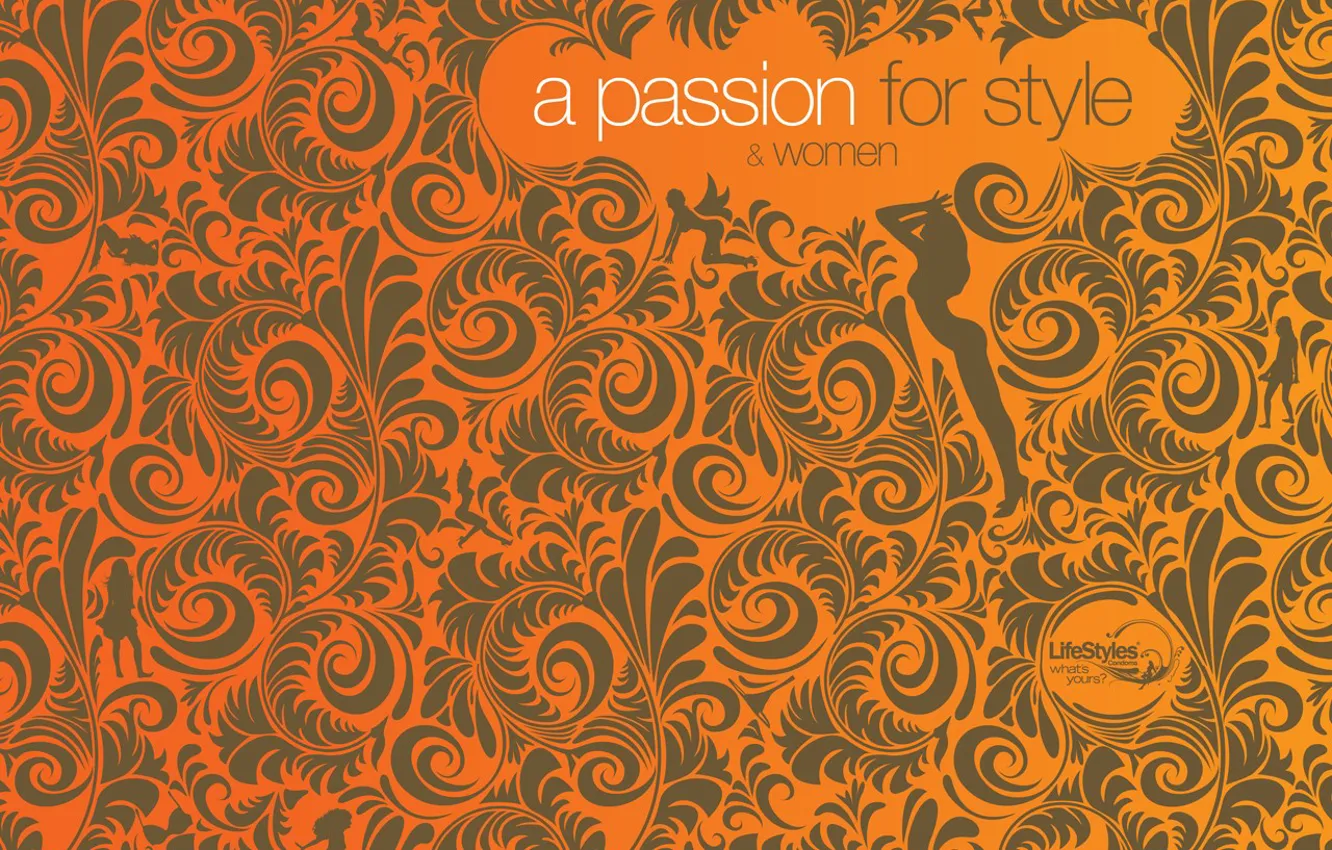 Photo wallpaper girl, orange, pattern