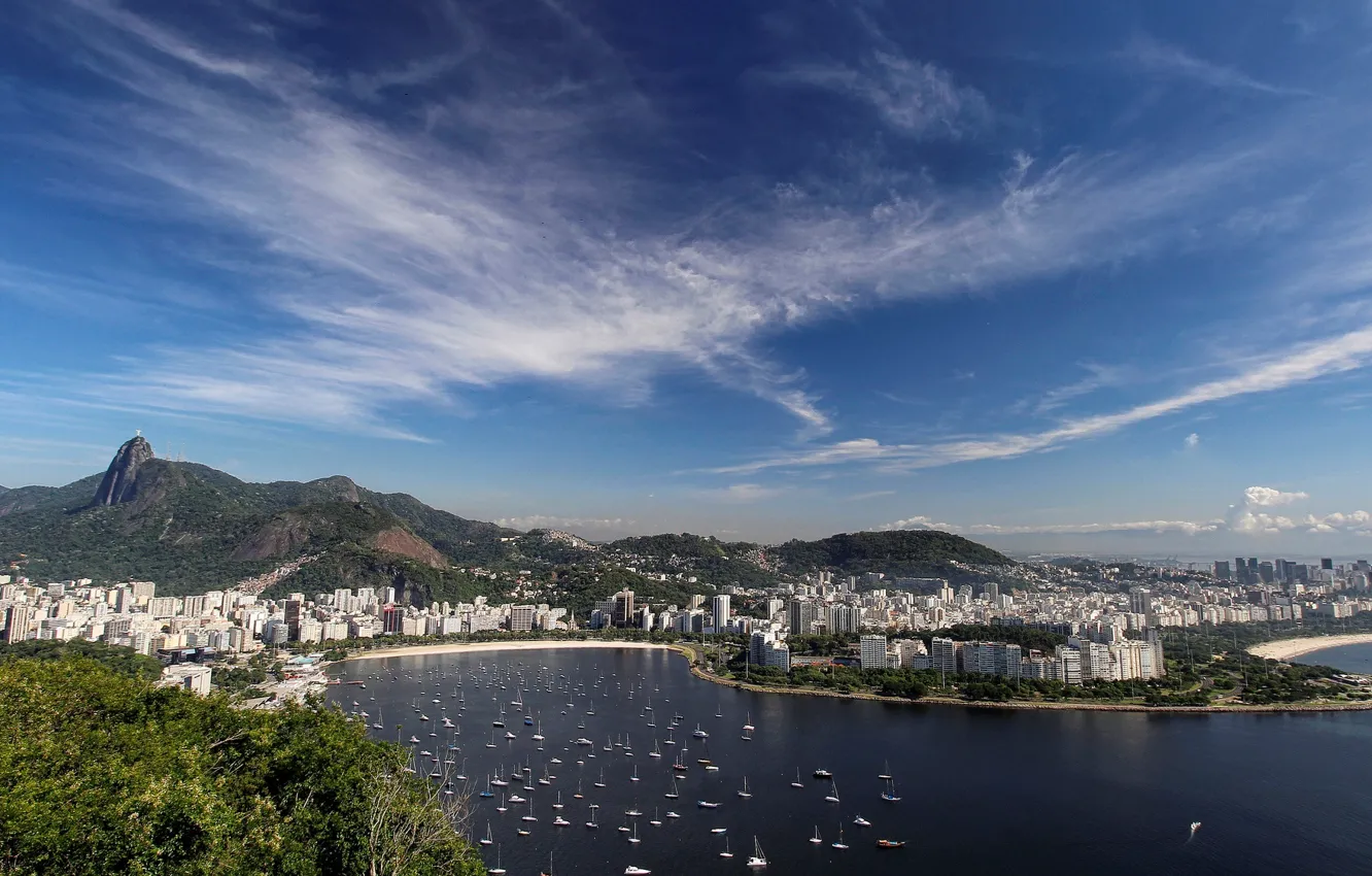 Photo wallpaper the sky, bird, yachts, cloud, Brazil, Rio de Janeiro, Rio de Janeiro, Marcelo Nacinovic