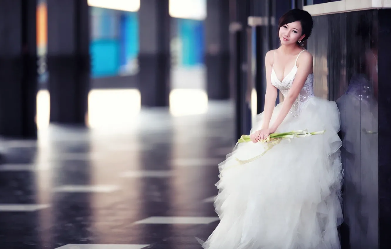 Photo wallpaper girl, dress, Asian, wedding, wedding
