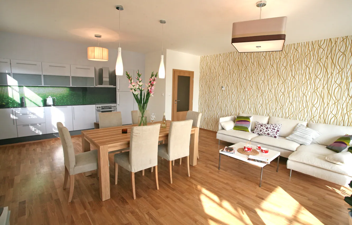 Photo wallpaper design, interior, living space