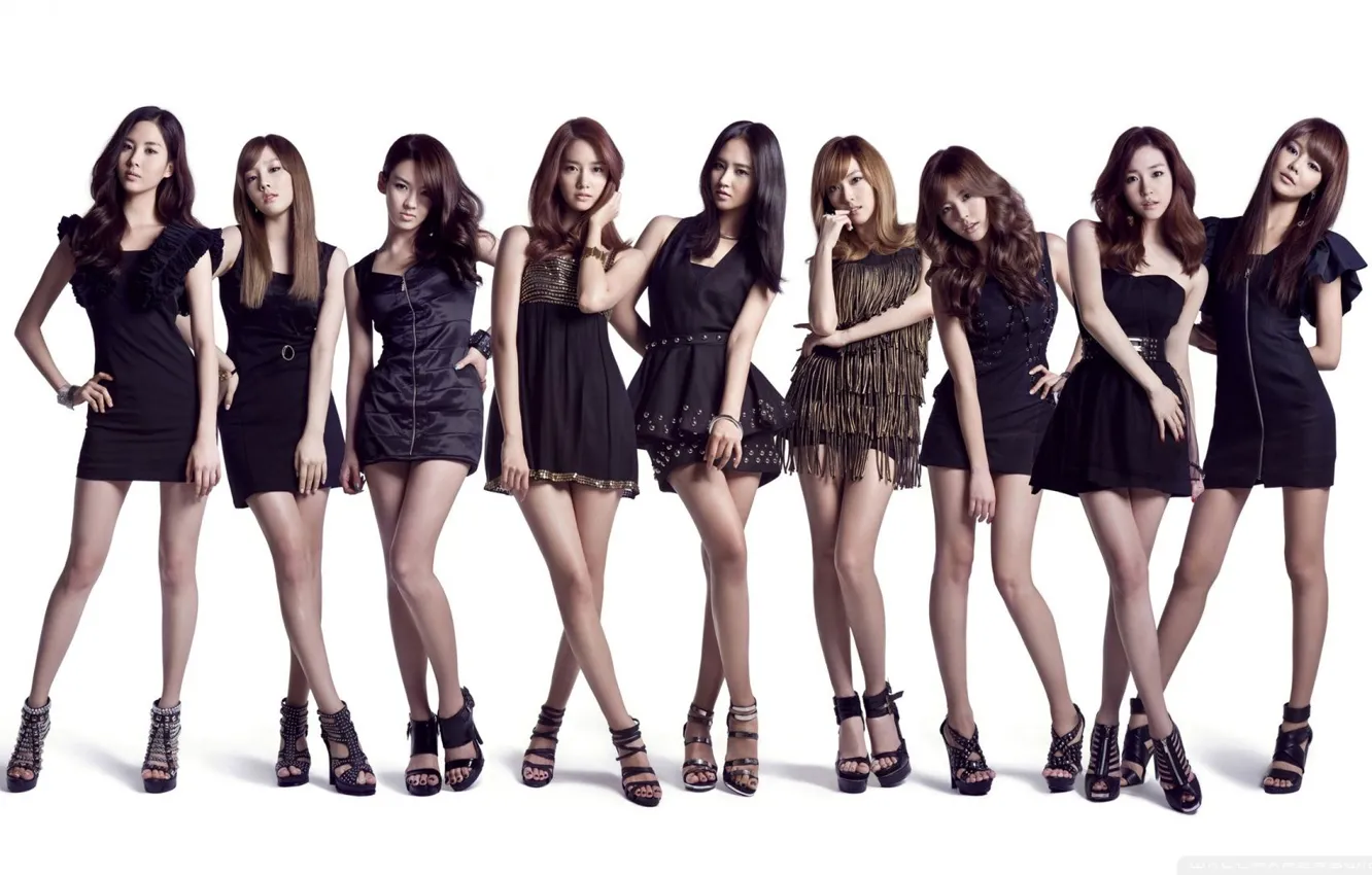Photo wallpaper Asian, long legs, Girls Generation, K-Pop, sexy beauty, sexy babes, group photo, Long legs
