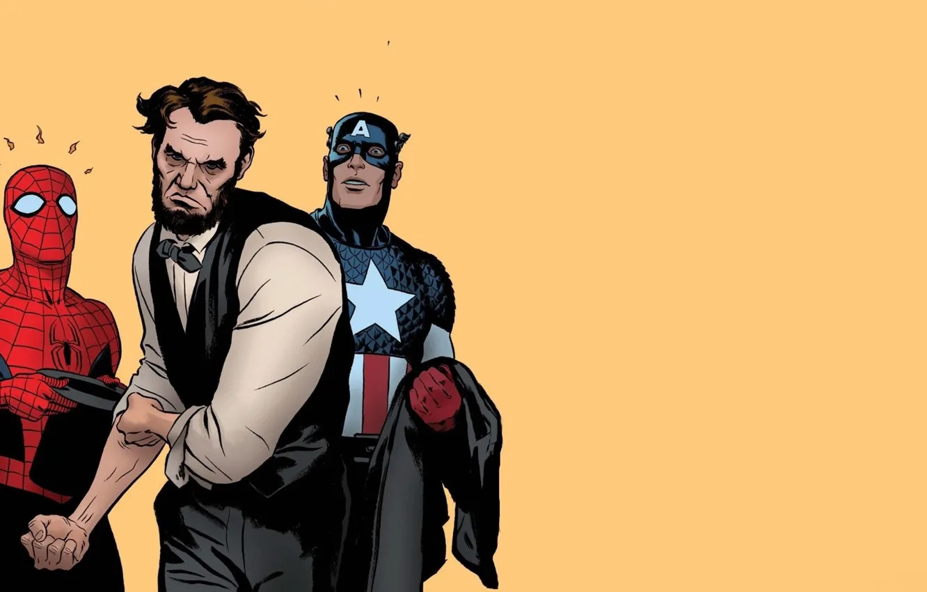Photo wallpaper comic, Captain America, spider-man