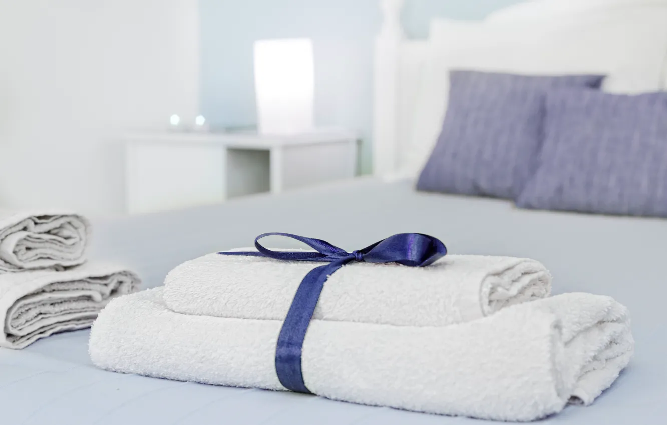 Photo wallpaper room, bed, interior, bed, towels