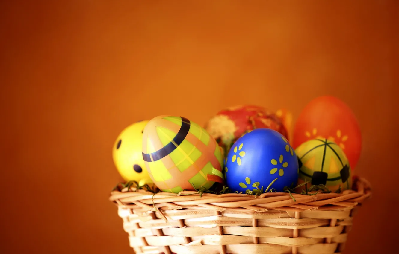 Photo wallpaper eggs, spring, Easter, basket