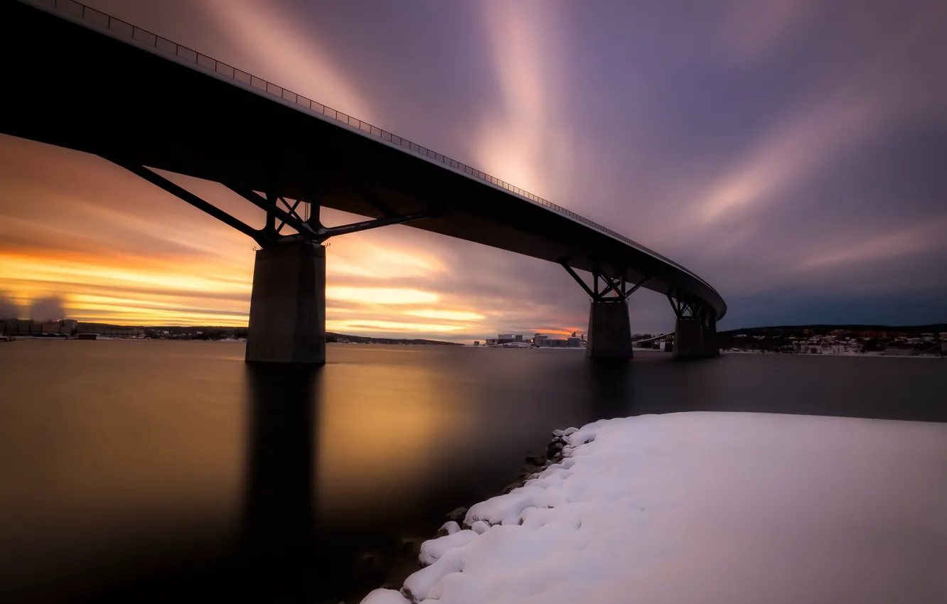 Photo wallpaper bridge, the city, Sundsvall Bridge