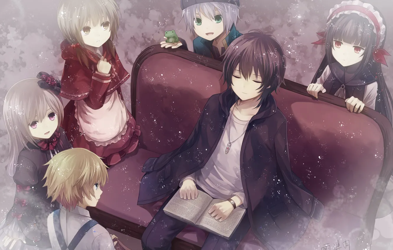 Photo wallpaper children, frog, anime, art, book, guy