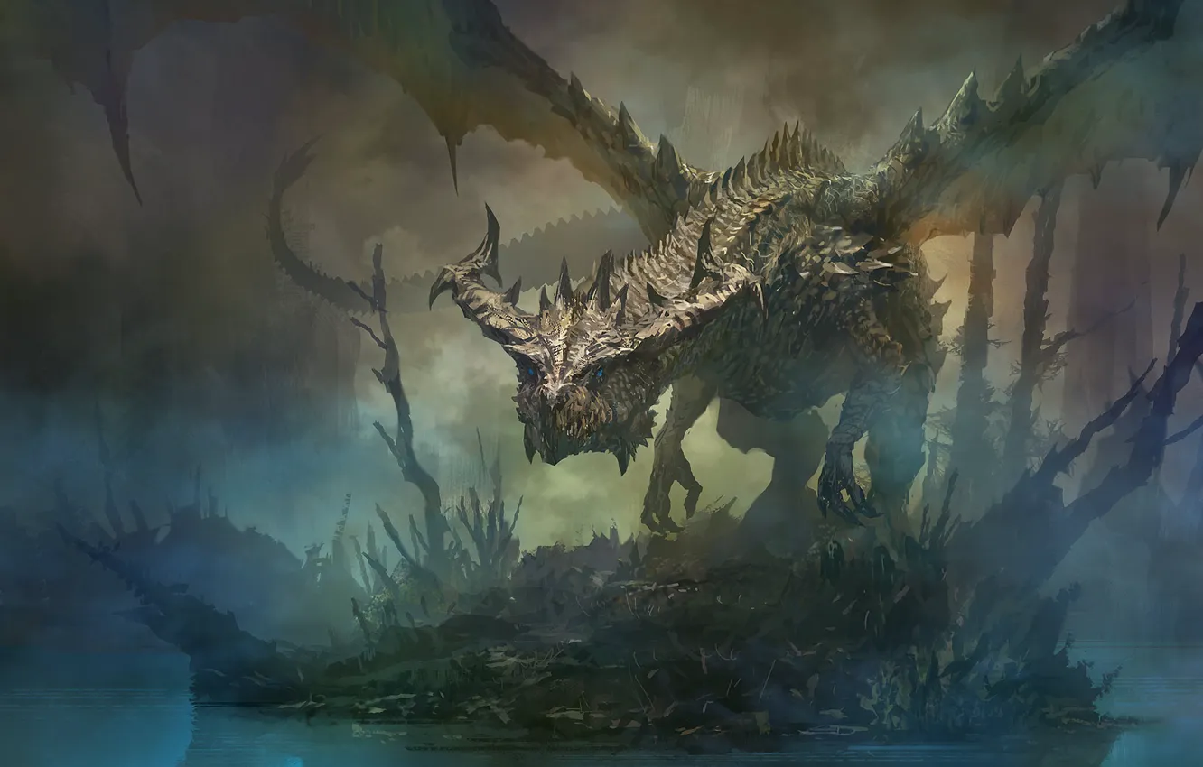 Photo wallpaper fantasy, dragon, cruise