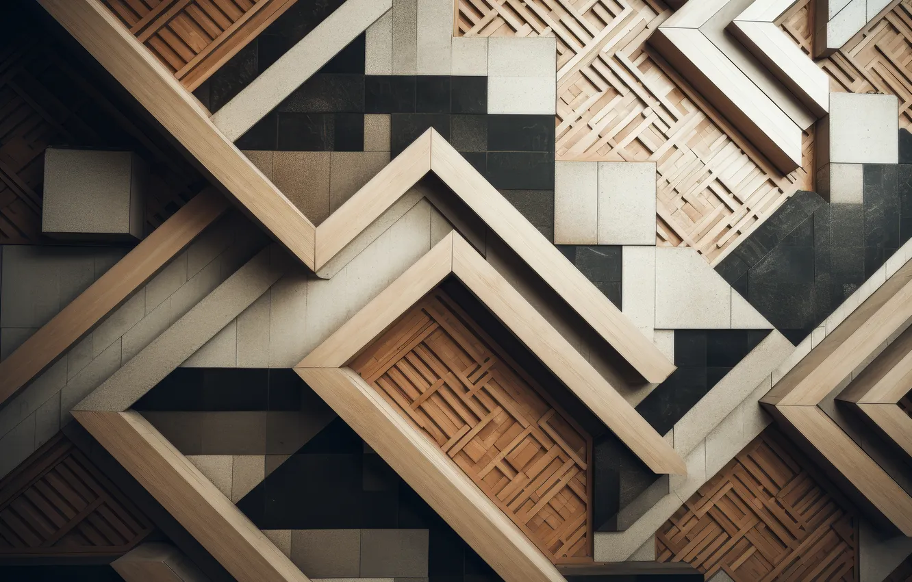 Photo wallpaper trees, abstraction, figure, geometry, abstract background, AI art, neural network