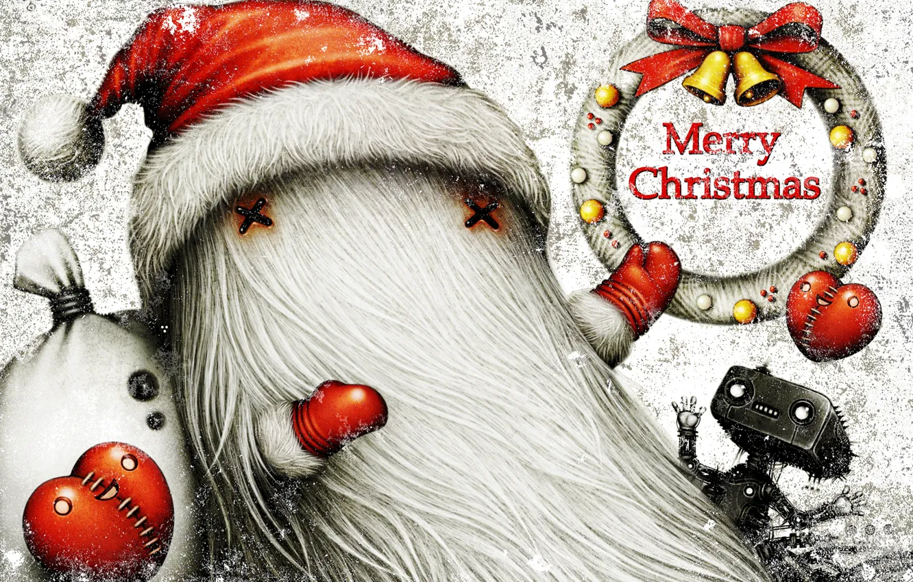 Photo wallpaper fiction, new year, robot, art, Christmas, by shichigor