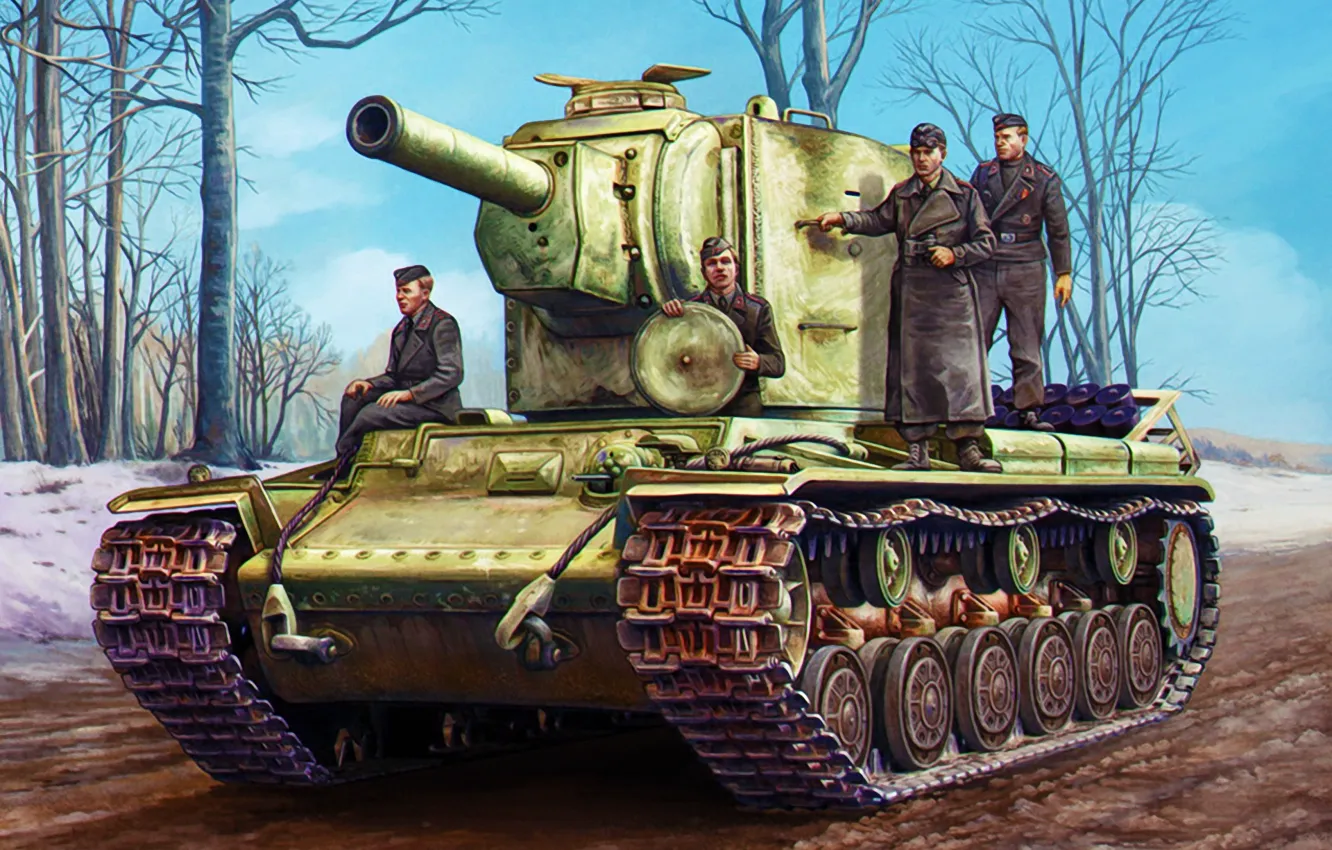 Photo wallpaper war, art, painting, tank, ww2, Pz.Kpfw KV-2 754(r)