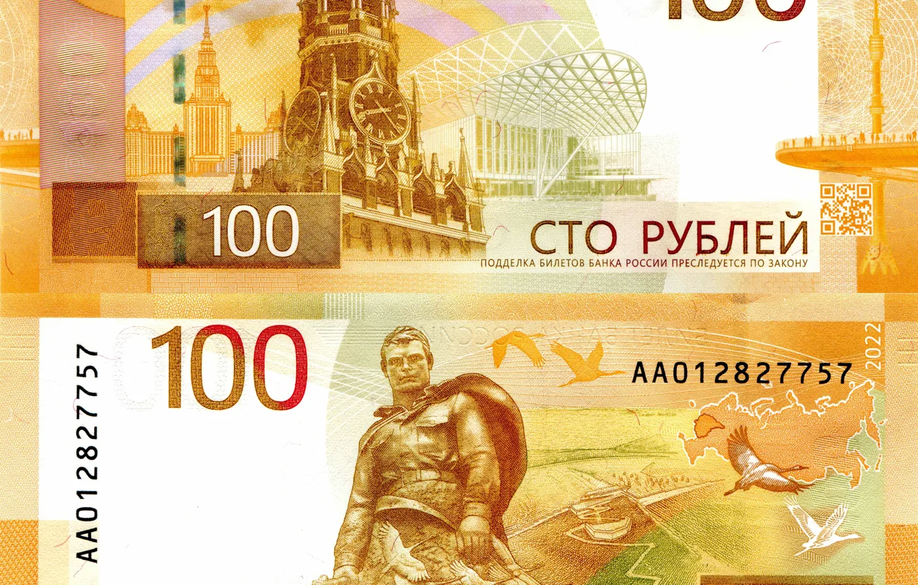 Photo wallpaper money, soldiers, Russia, bills, rubles, Chimes, 100 rubles, Bank of Russia