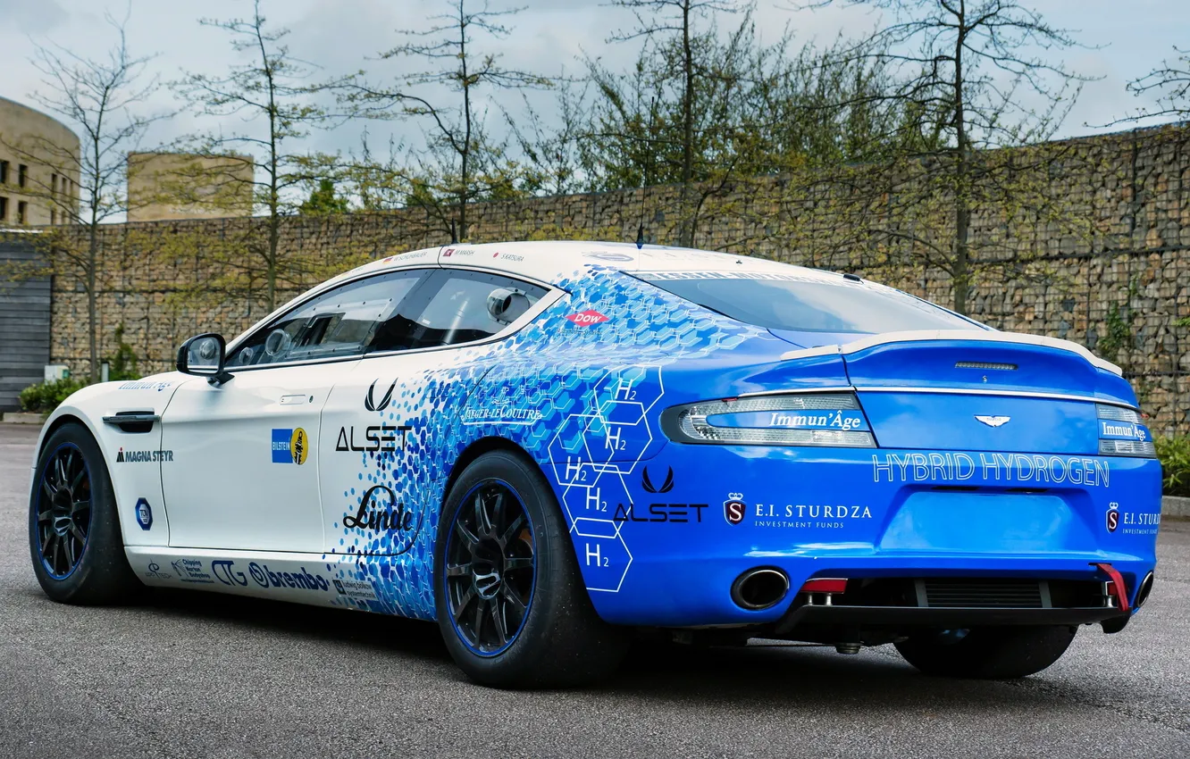 Photo wallpaper car, blue, Aston Martin, blue, Hybrid, back, Fast S, Hydrogen