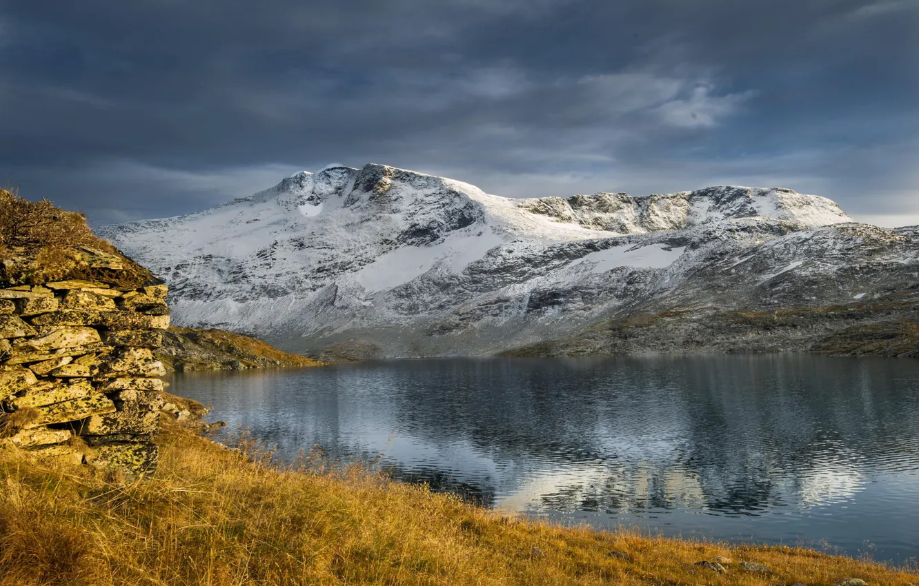 Photo wallpaper winter, snow, mountains, nature, lake