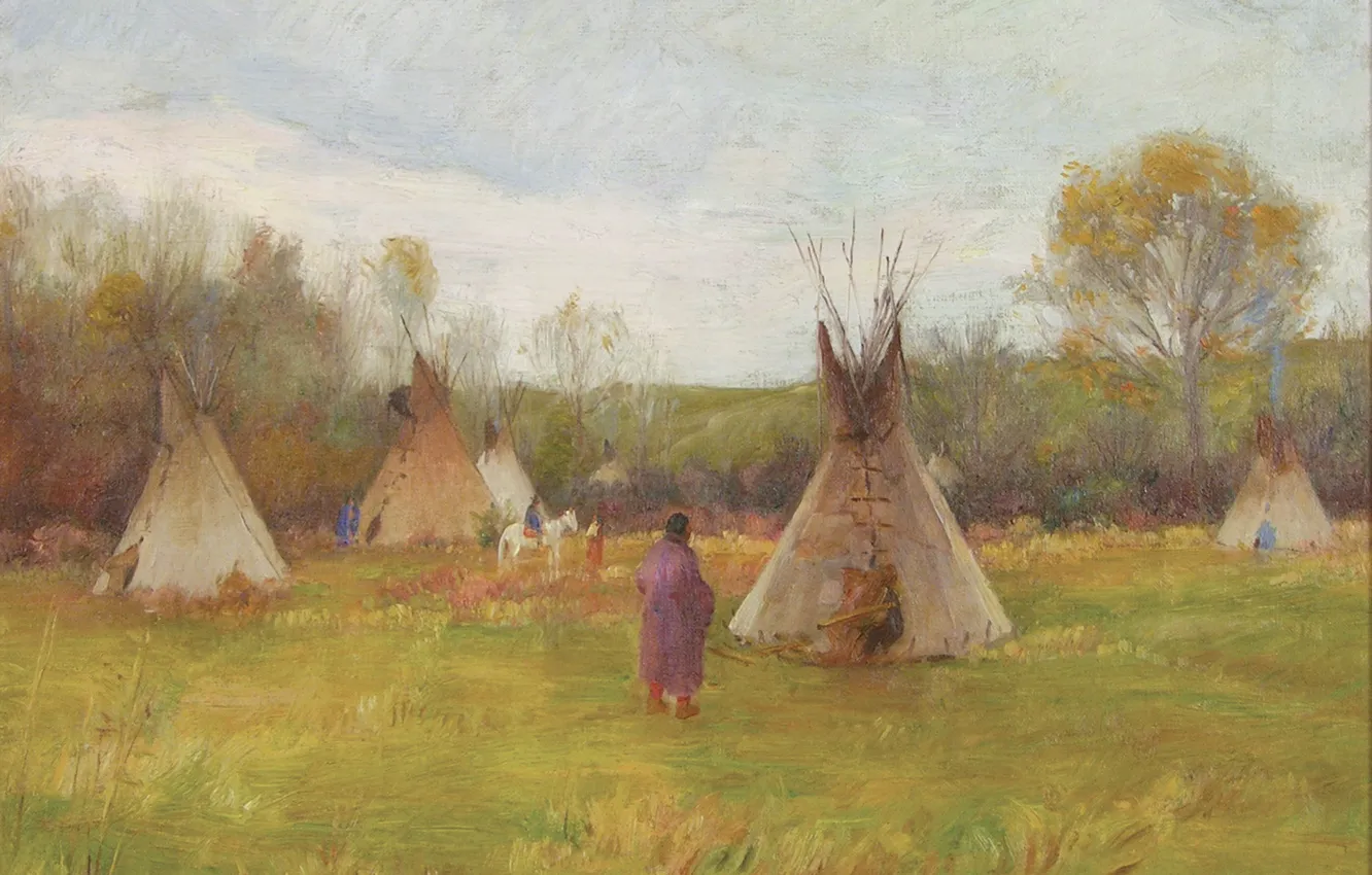 Photo wallpaper Joseph Henry Sharp, Encampment, Crow Indian