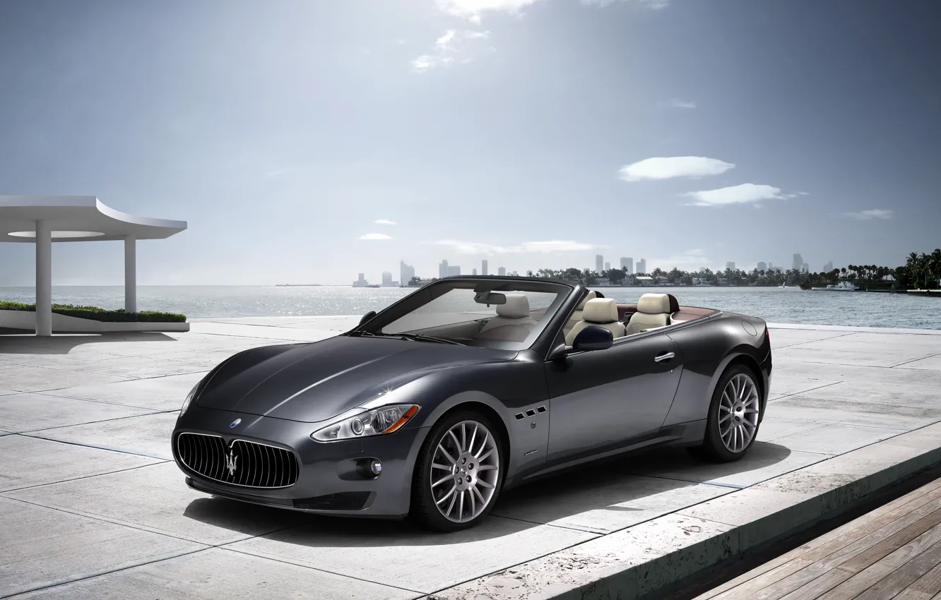 Photo wallpaper sea, Maserati, Italy, convertible, top, back, main, Maserati