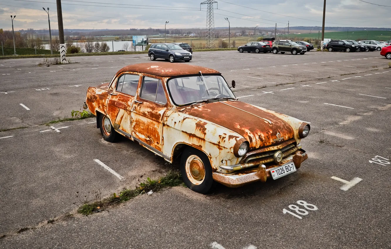 Photo wallpaper USSR, Volga, rusty car, GAZ21