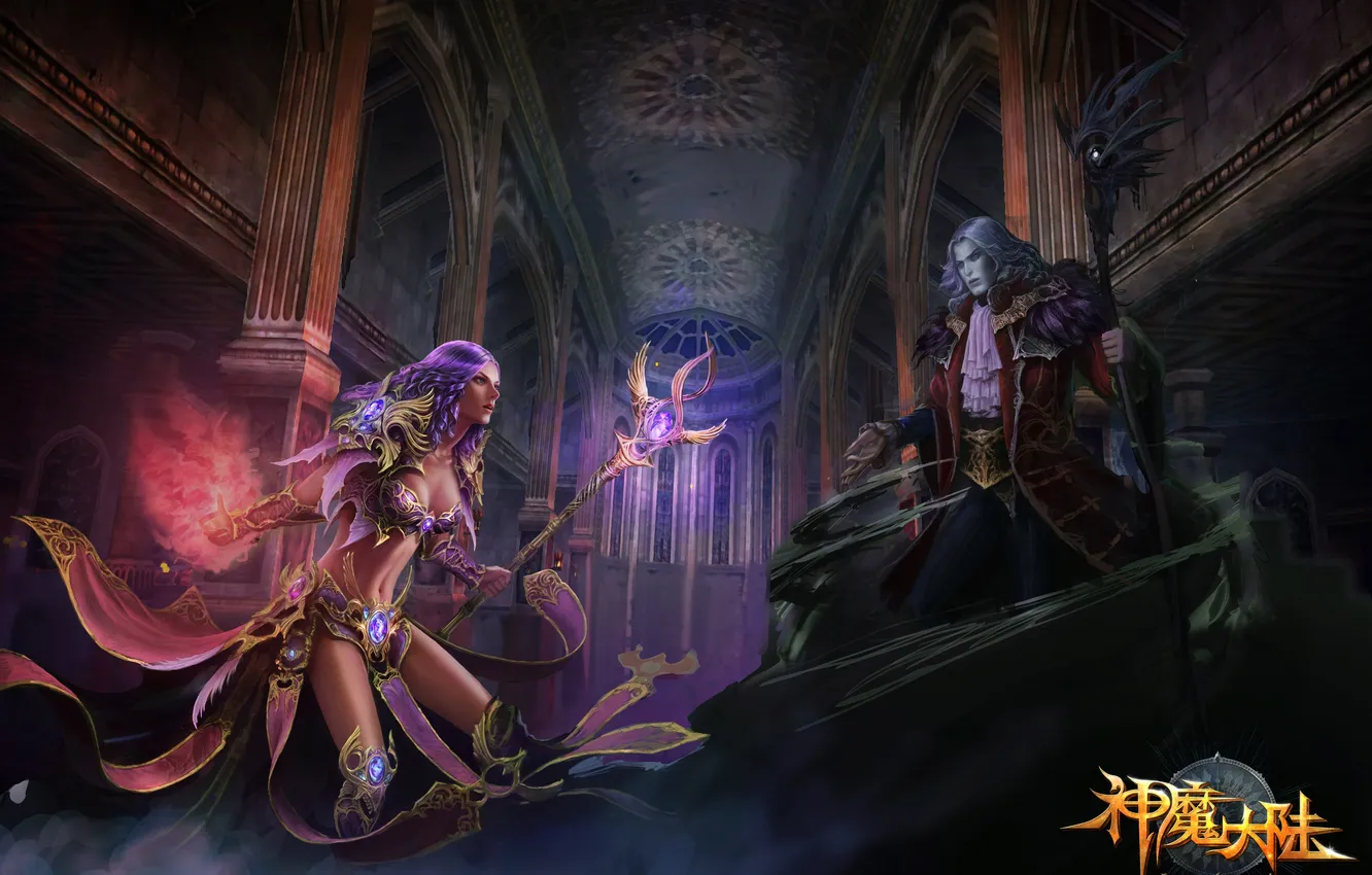 Photo wallpaper night, magic, magic, fantasy, hall, fantasy, magic, MMORPG