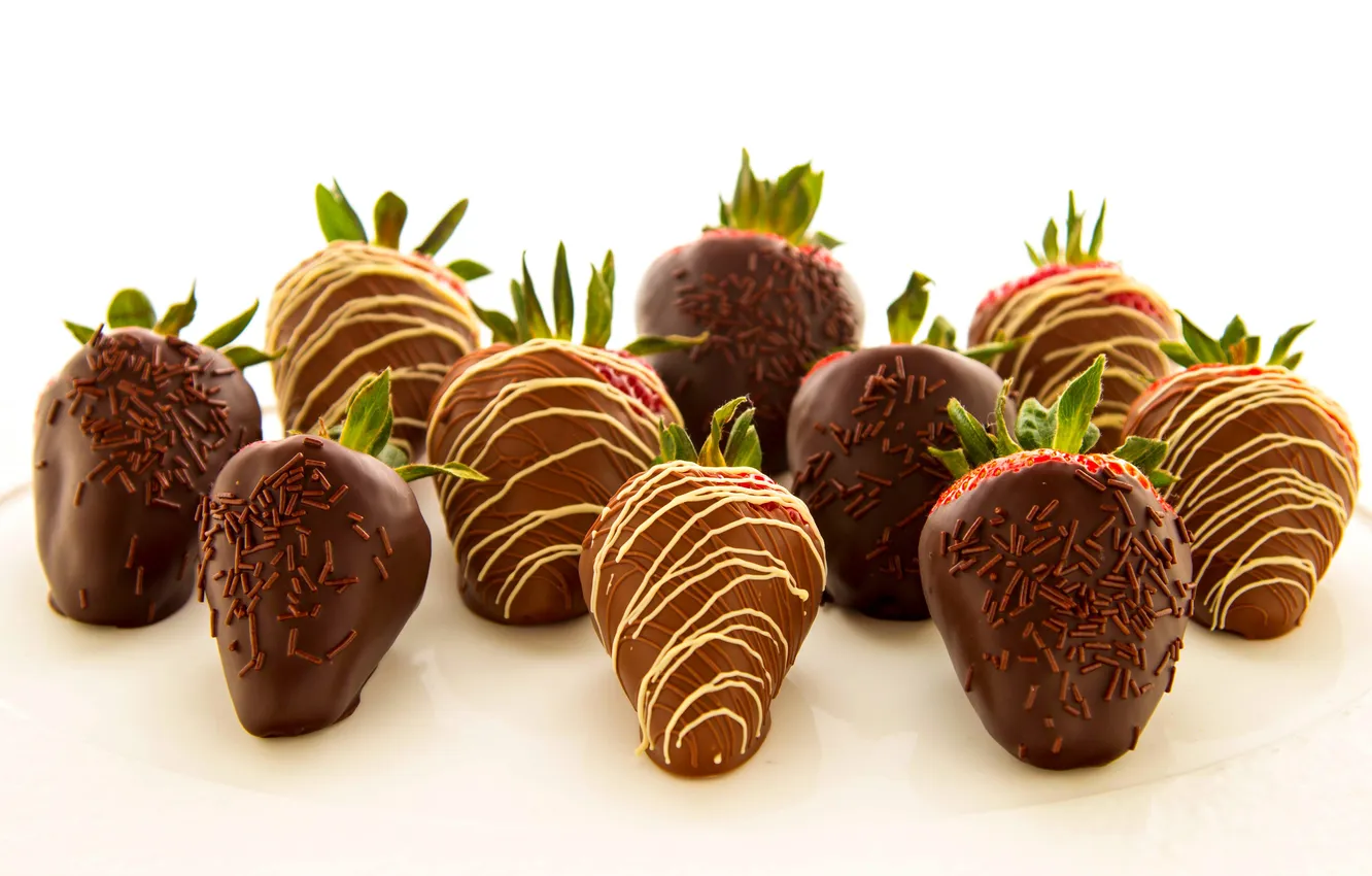 Photo wallpaper chocolate, strawberry, fruit, fruit, chocolate, strawberries