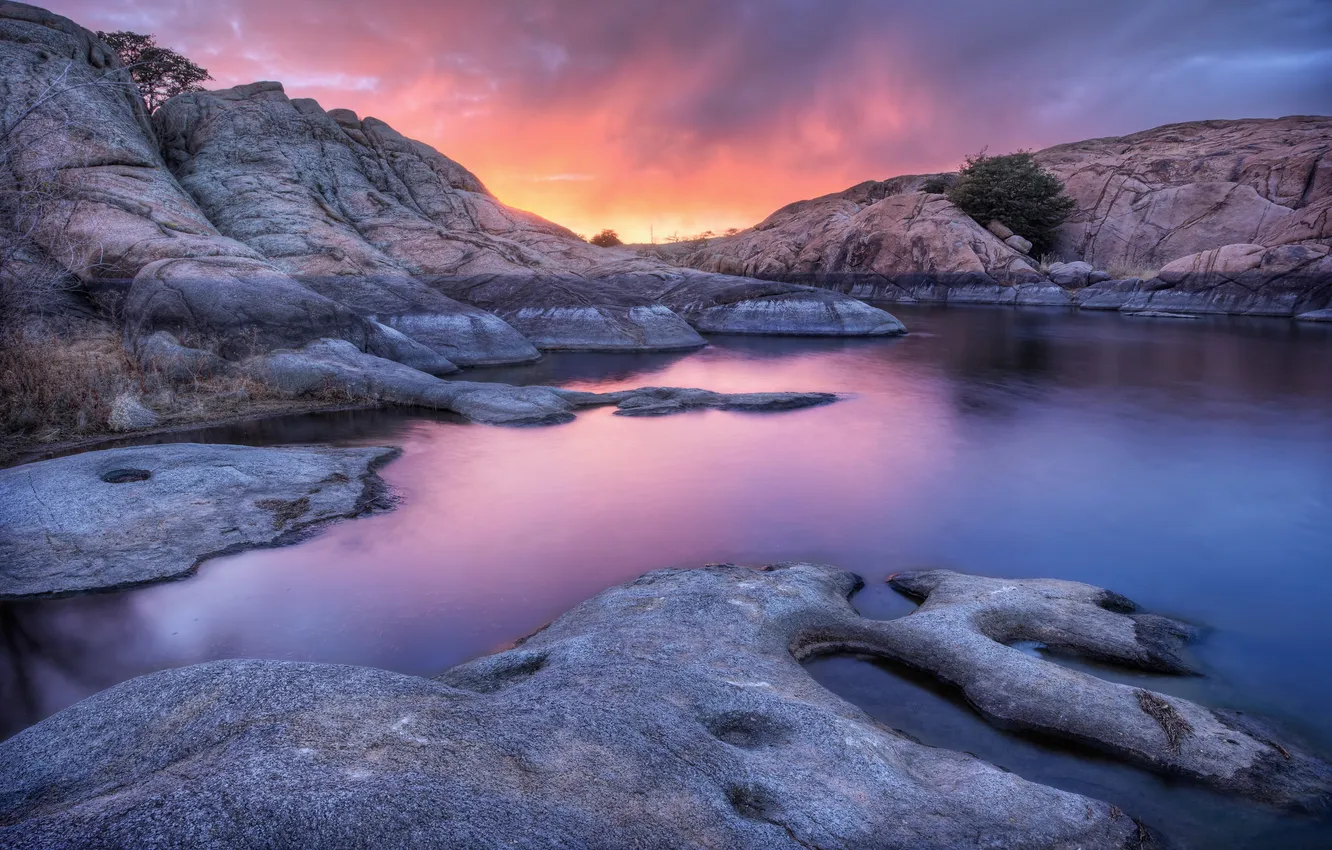 Photo wallpaper landscape, mountains, lake