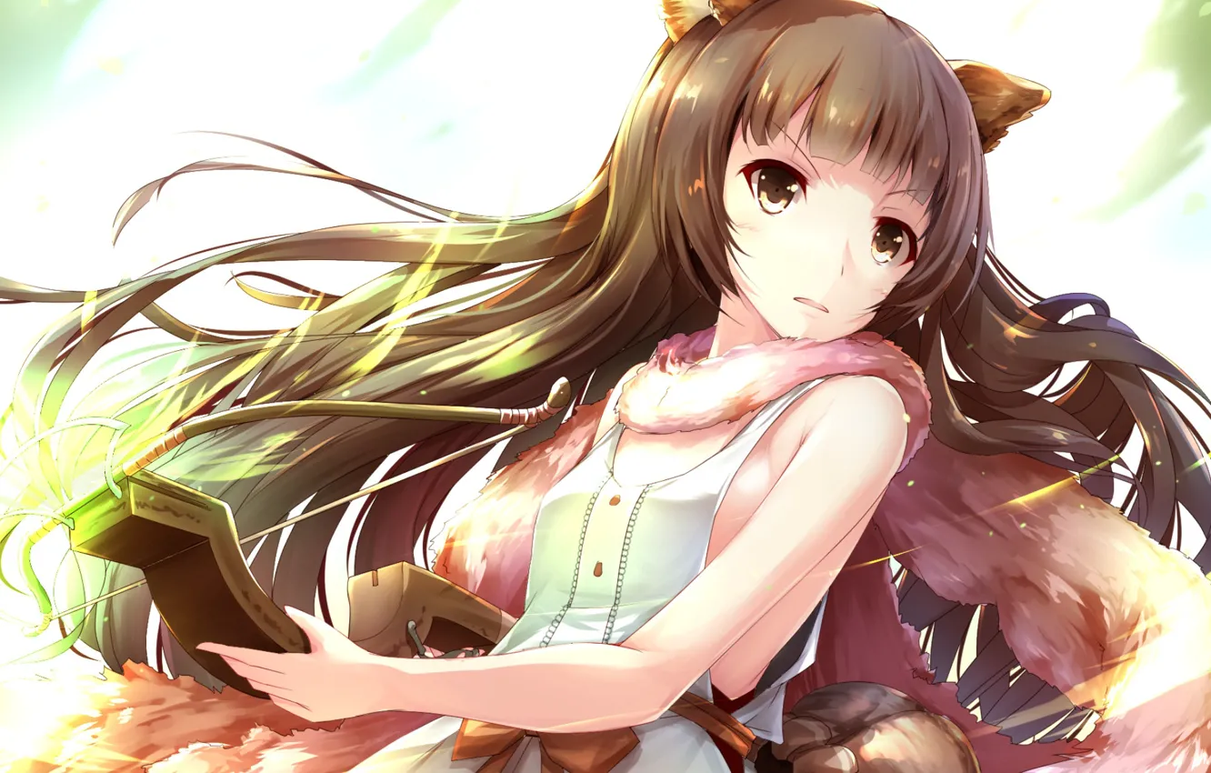 Photo wallpaper girl, bow, arrows, ears