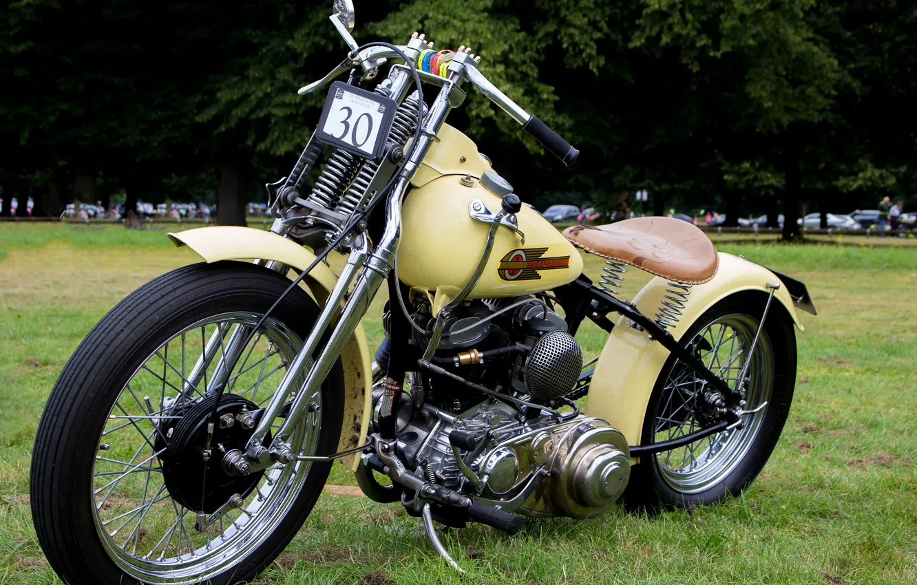 Photo wallpaper retro, motorcycle, Harley Davidson