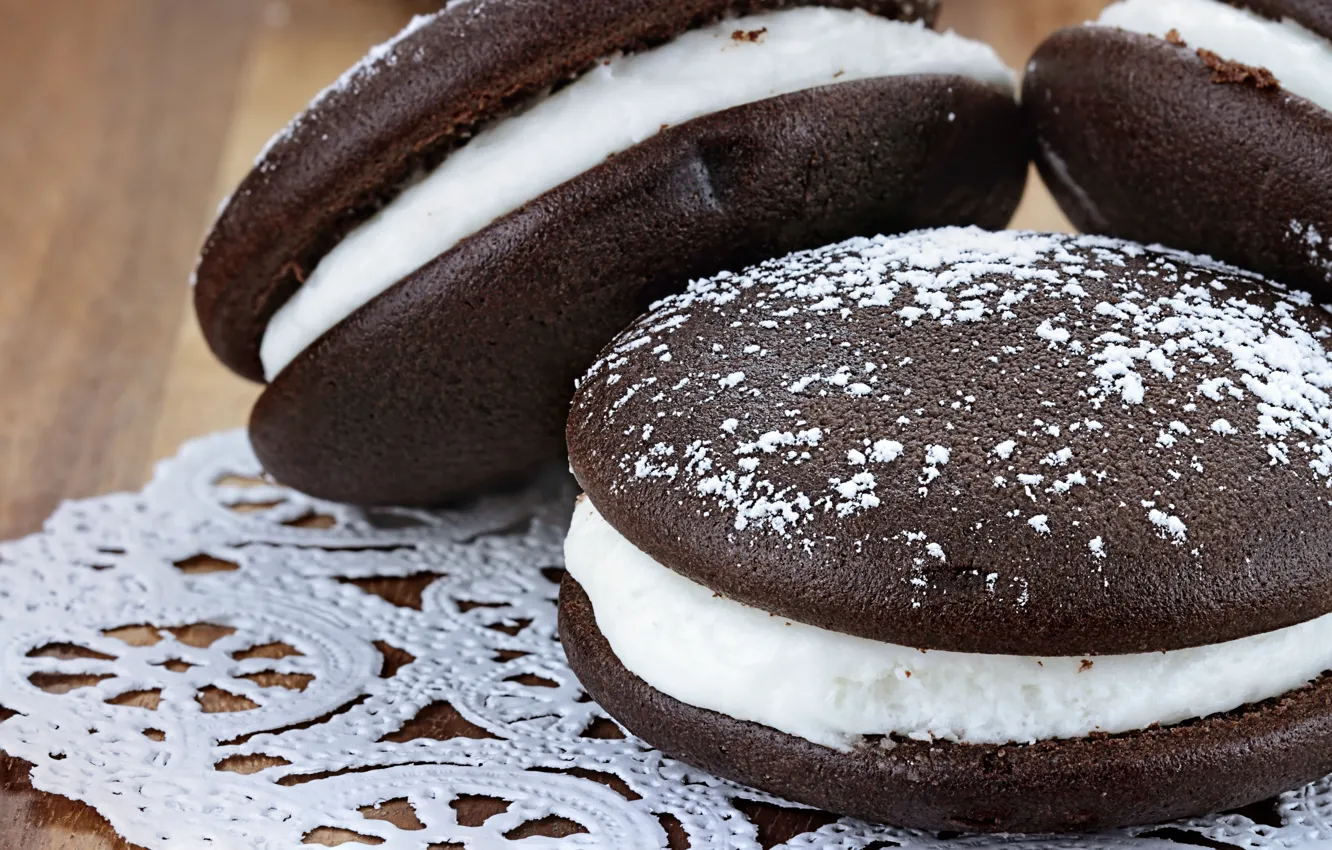 Photo wallpaper cookies, sweets, dessert, chocolate, powder, macaron, sugar, macaroon