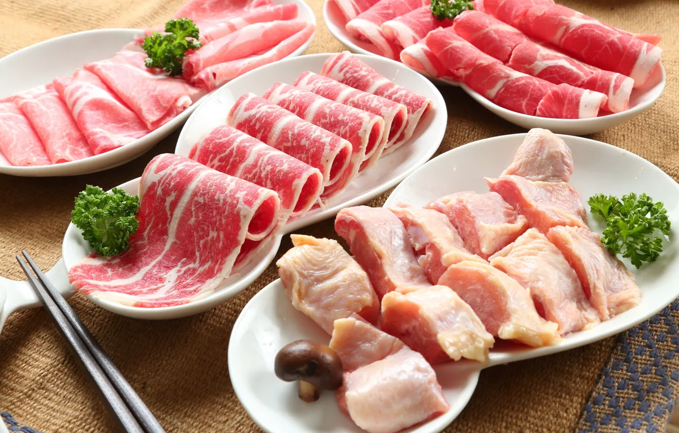 Photo wallpaper meat, cutting, serving