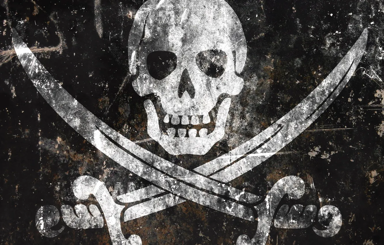 Photo wallpaper skull, pirate