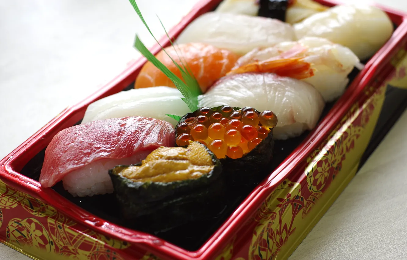 Photo wallpaper fish, caviar, sushi, cuts