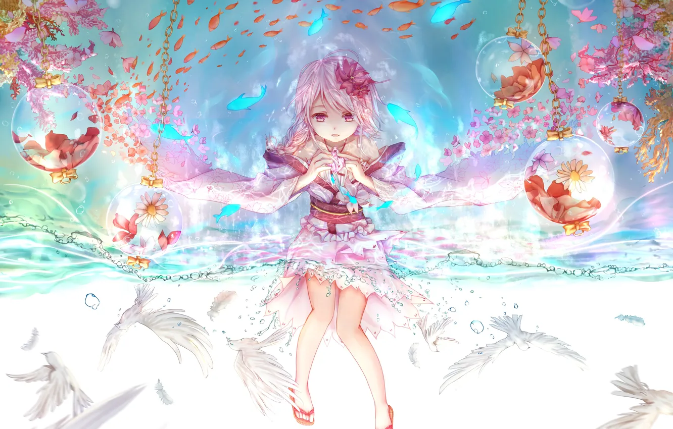 Photo wallpaper decoration, anime, art, girl