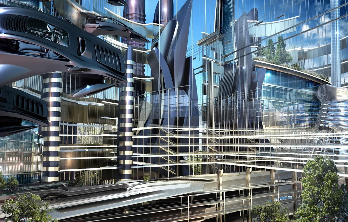 Photo wallpaper the city, future, fiction