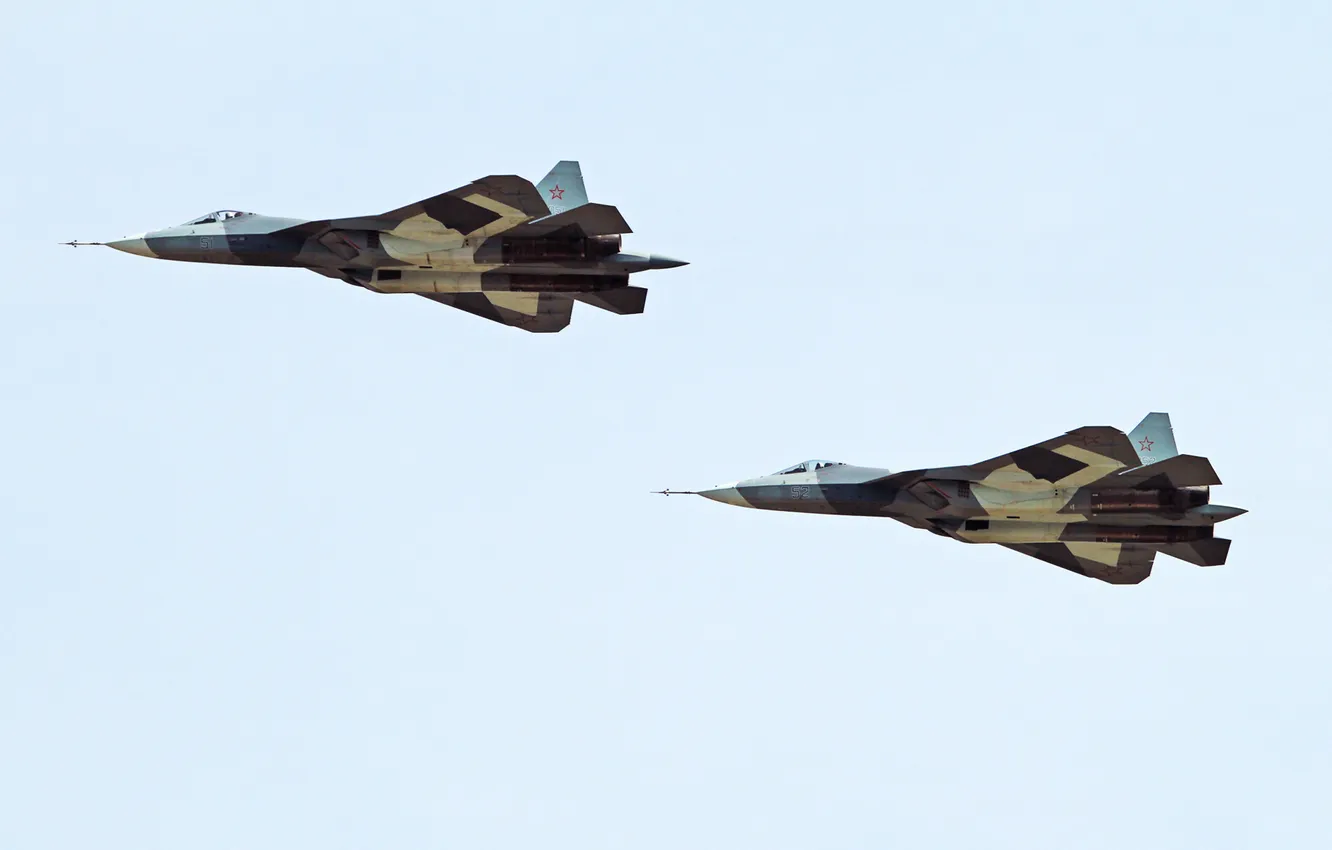 Photo wallpaper the sky, aviation, two, wings, fighter, day, Russia, the plane