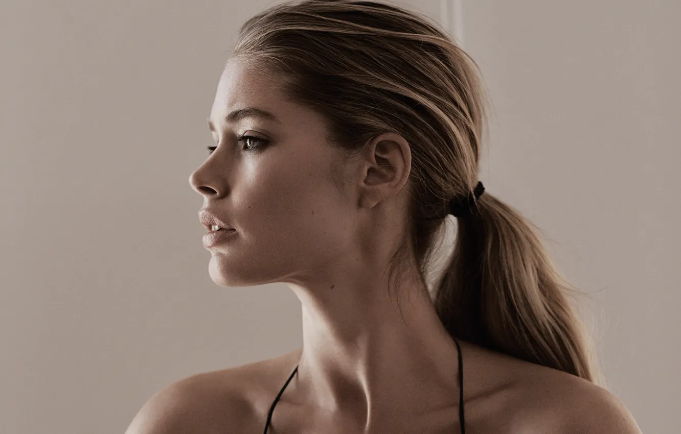 Photo wallpaper face, model, Doutzen Kroes, profile, closeup, Victorias Secret Angel