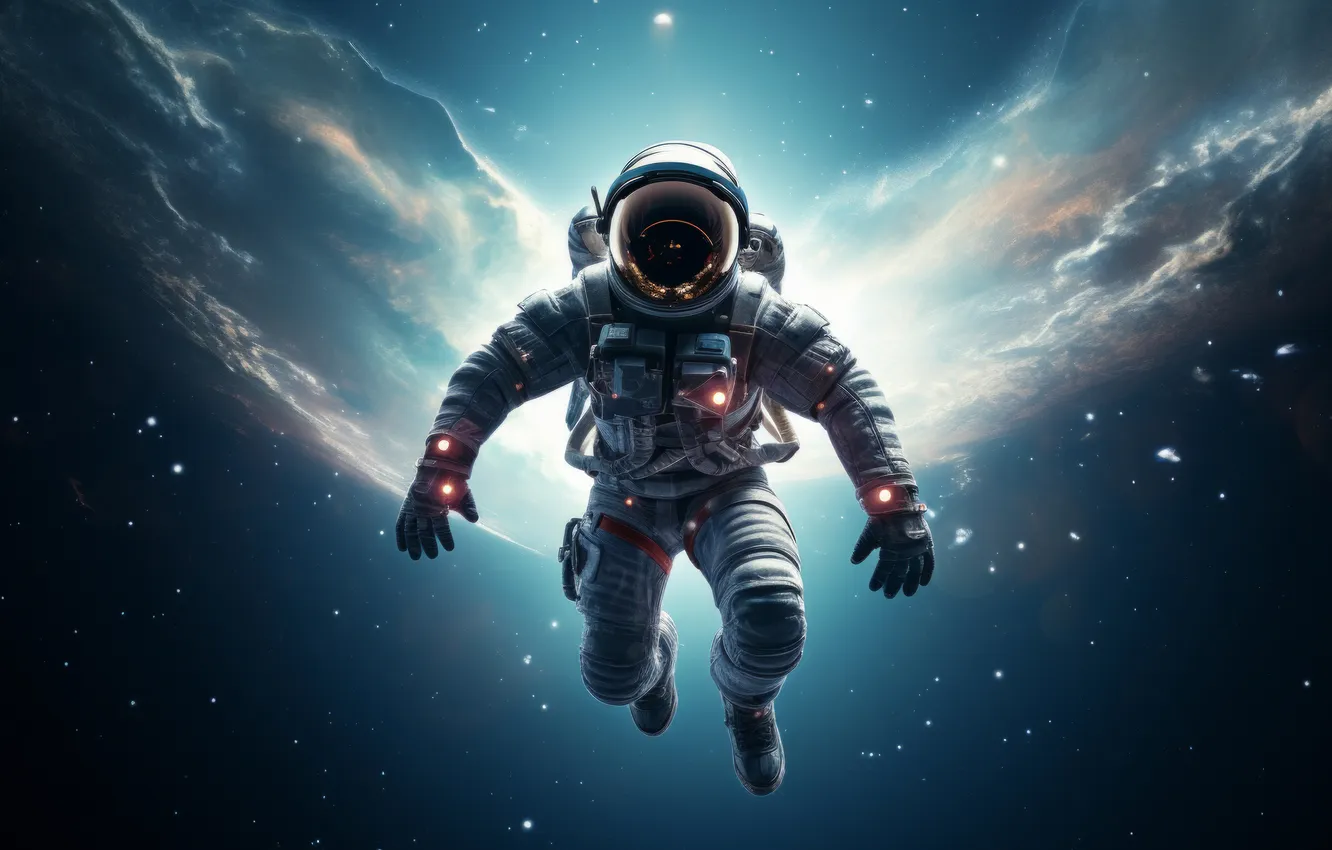Photo wallpaper space, stars, light, flight, nebula, lights, pose, fiction