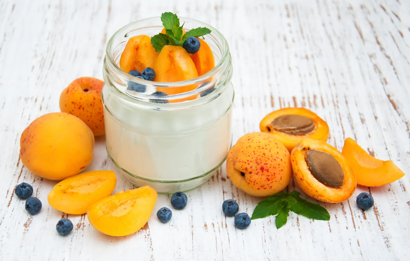 Photo wallpaper Breakfast, slices, apricots, yogurt, Olena Rudo