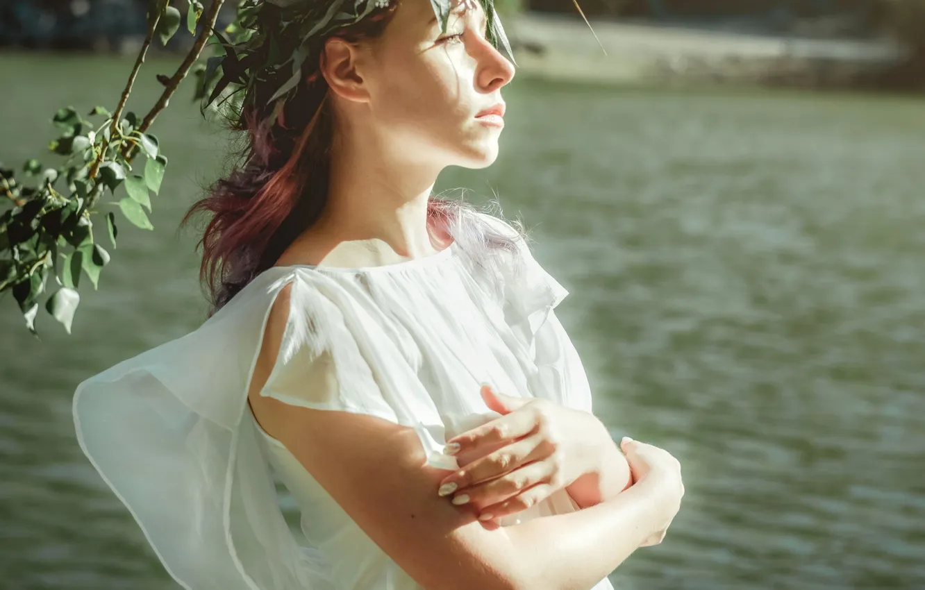 Photo wallpaper summer, girl, the sun, lake, Marina Fadeeva