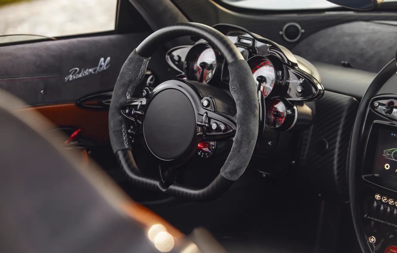 Photo wallpaper Pagani, To huayr, steering wheel, dashboard, torpedo, Pagani Huayra BC Roadster