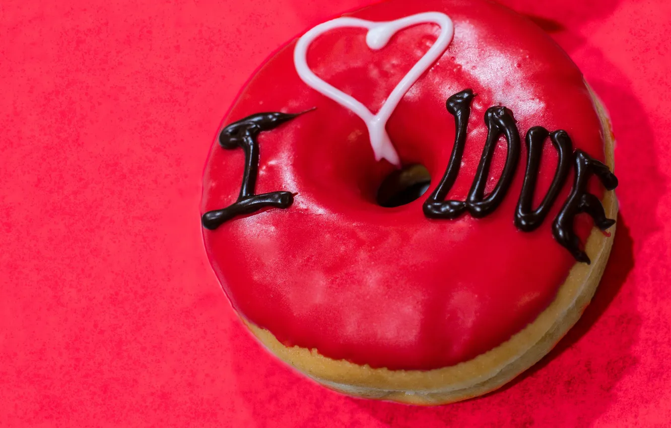 Photo wallpaper the inscription, donuts, pink