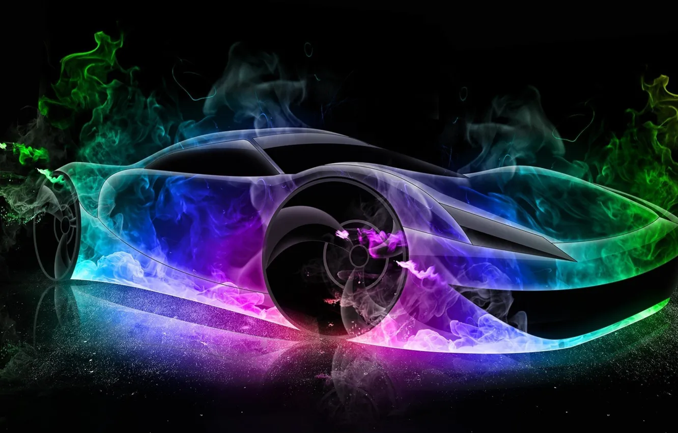 Photo wallpaper Sportcar, fume, absraction